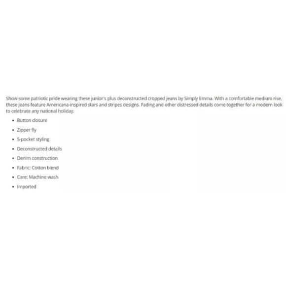 NWT Simply Emma Sz 24 Stretch Crop Capri Jeans New - Picture 2 of 6